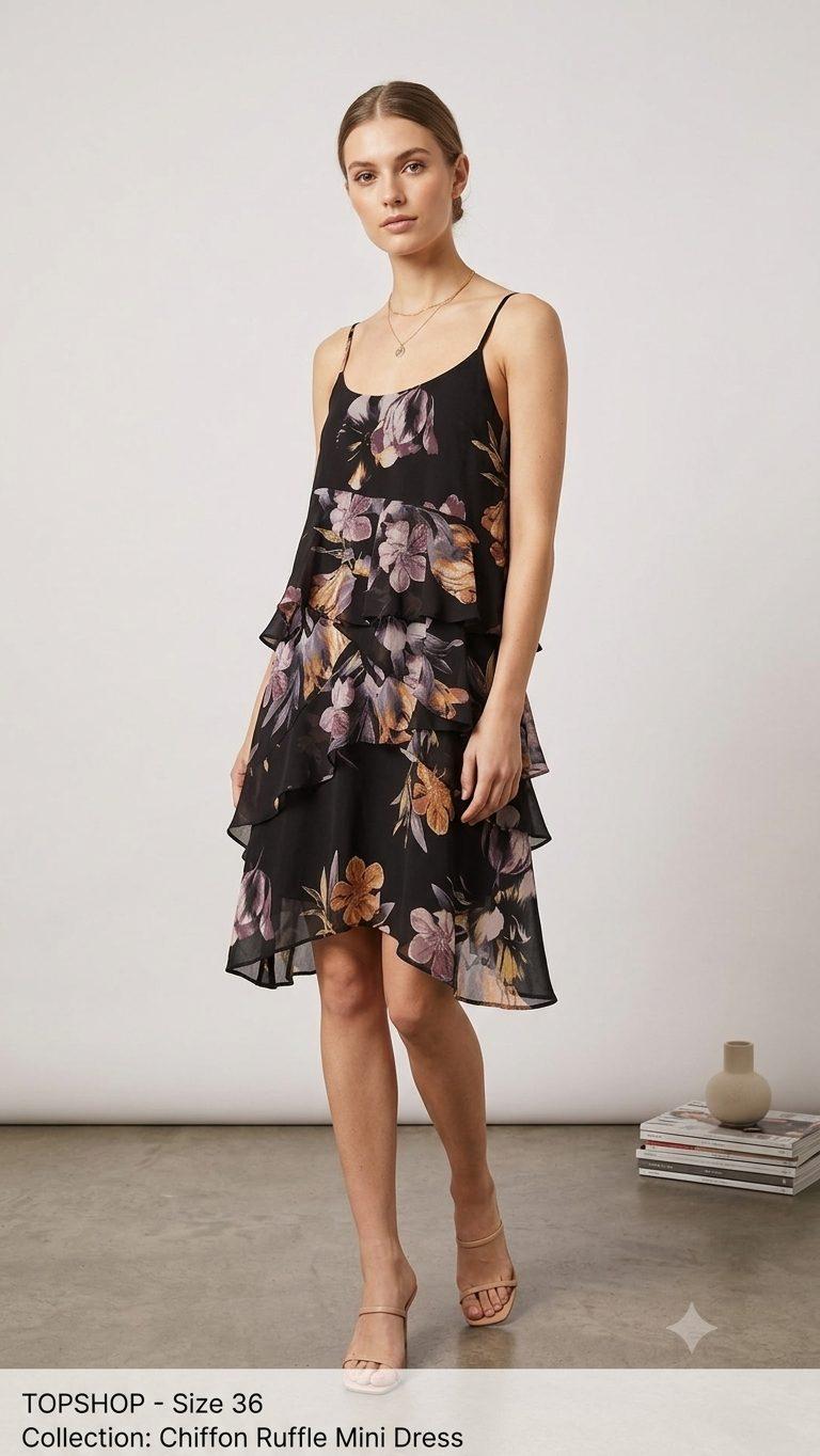 שמלת מיני Topshop עם הדפס פרחוני