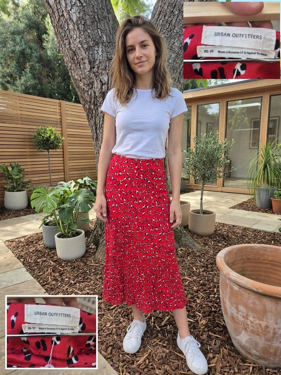 חצאית אדומה עם הדפס Urban Outfitters