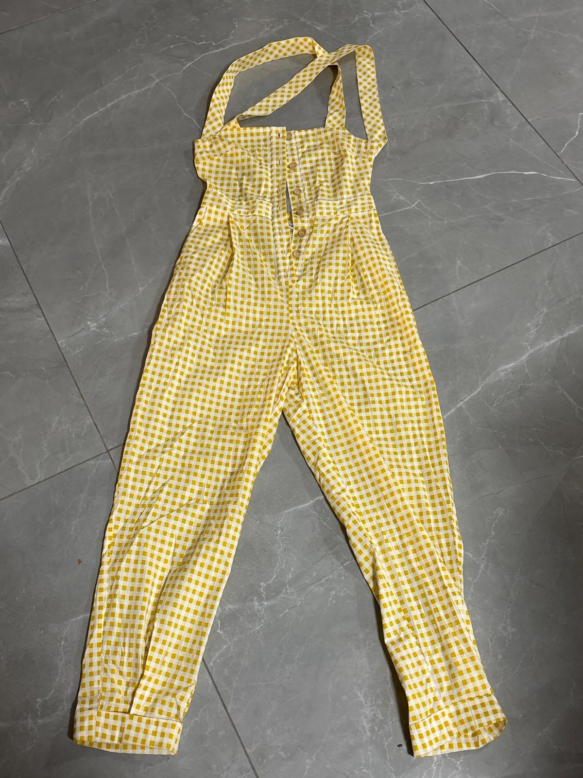 שמלת הלטר משבצות צהוב לבן Zara