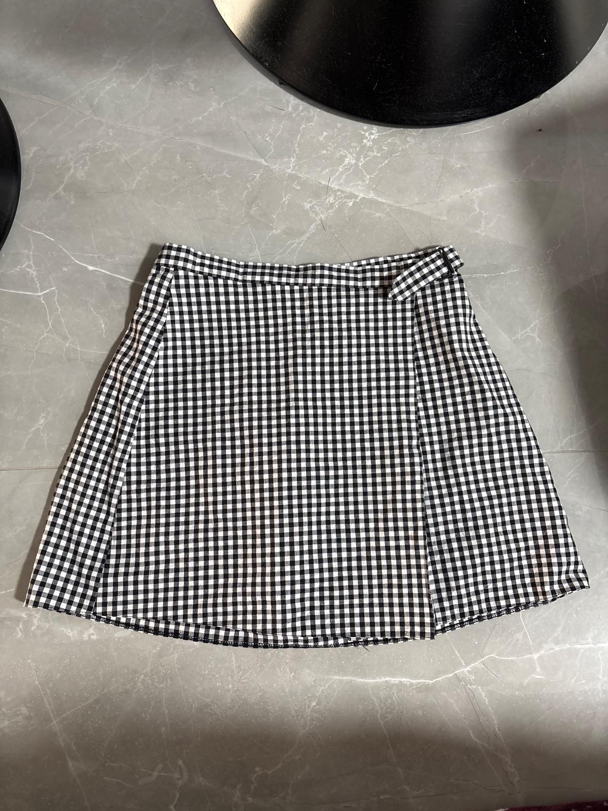 חצאית משבצות שחור לבן ASOS DESIGN