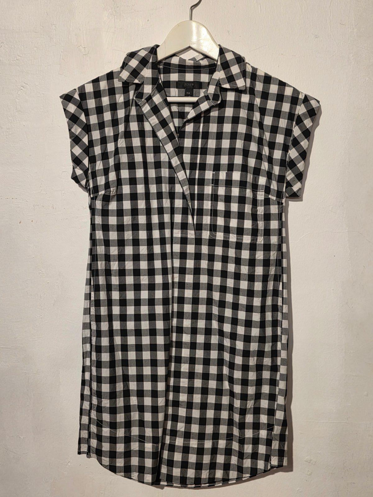 שמלת חולצה משבצות שחור לבן J.Crew