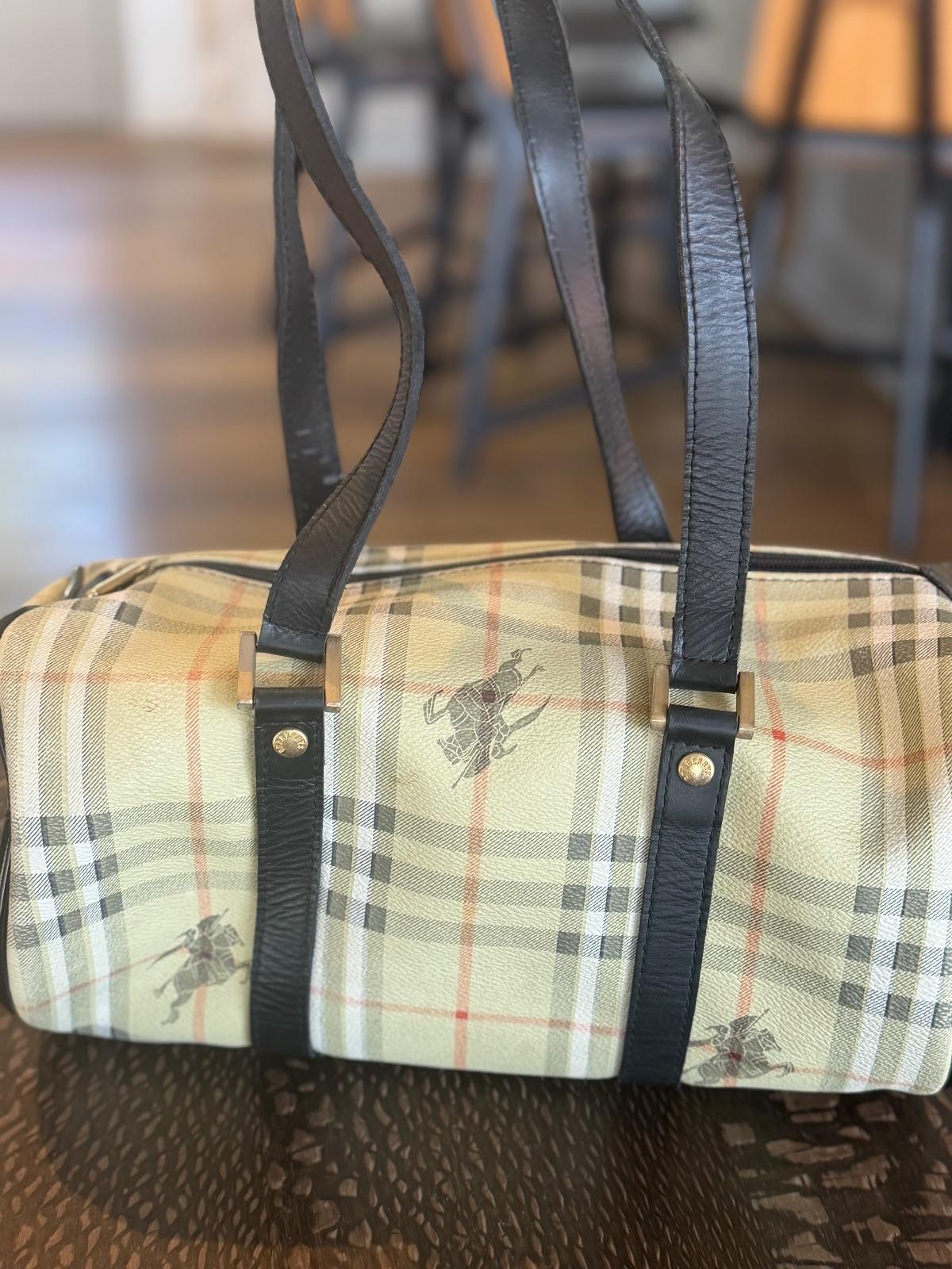 תיק כתף Burberry לונדון משבצות בז' וחום