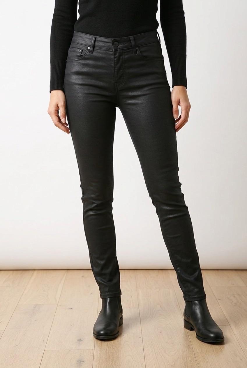 ג'ינס סקיני שחור עם ציפוי מבריק - Zara Woman
