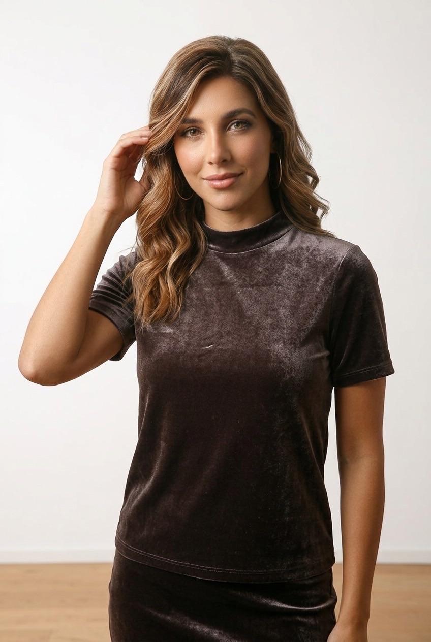 חולצת וינטג' קטיפה חומה Zara Trafaluc