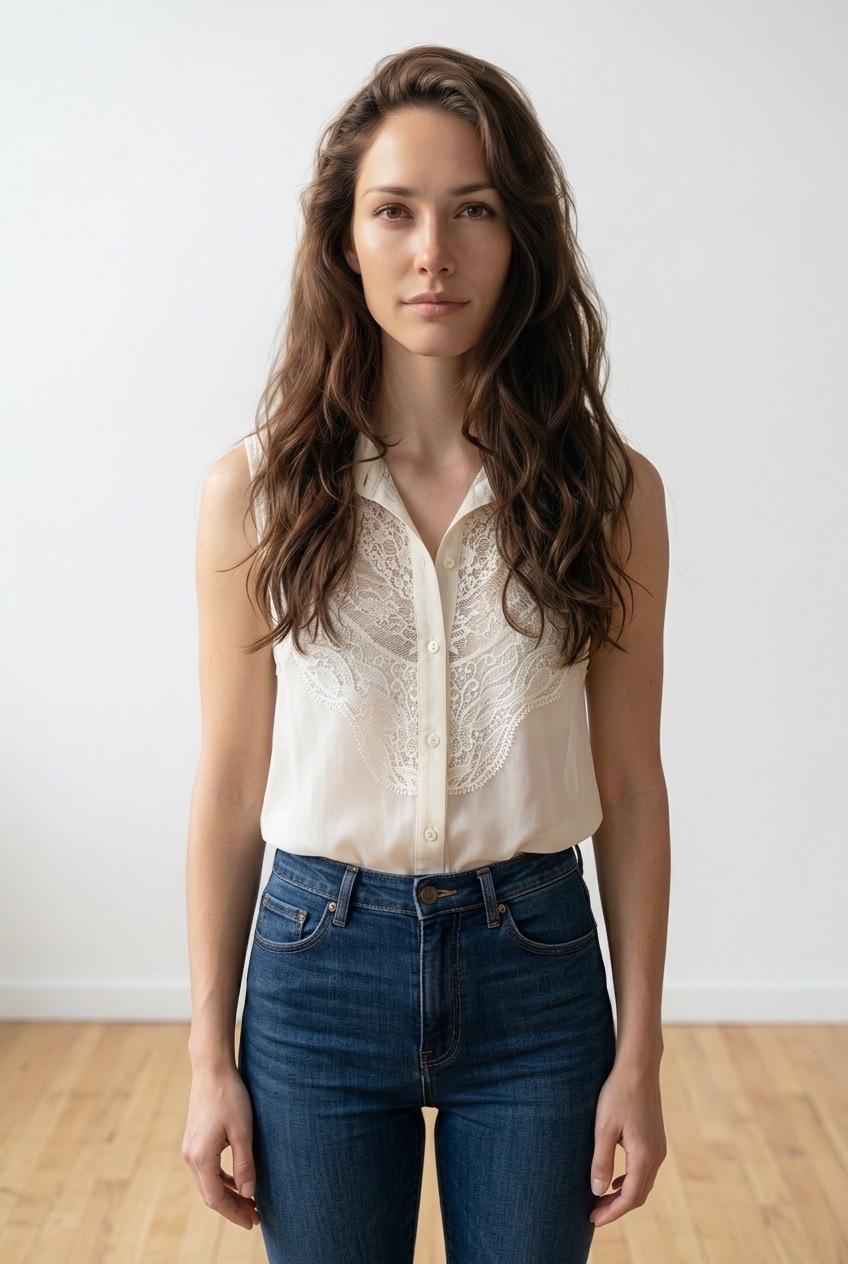 חולצה ללא שרוולים עם תחרה - H&M