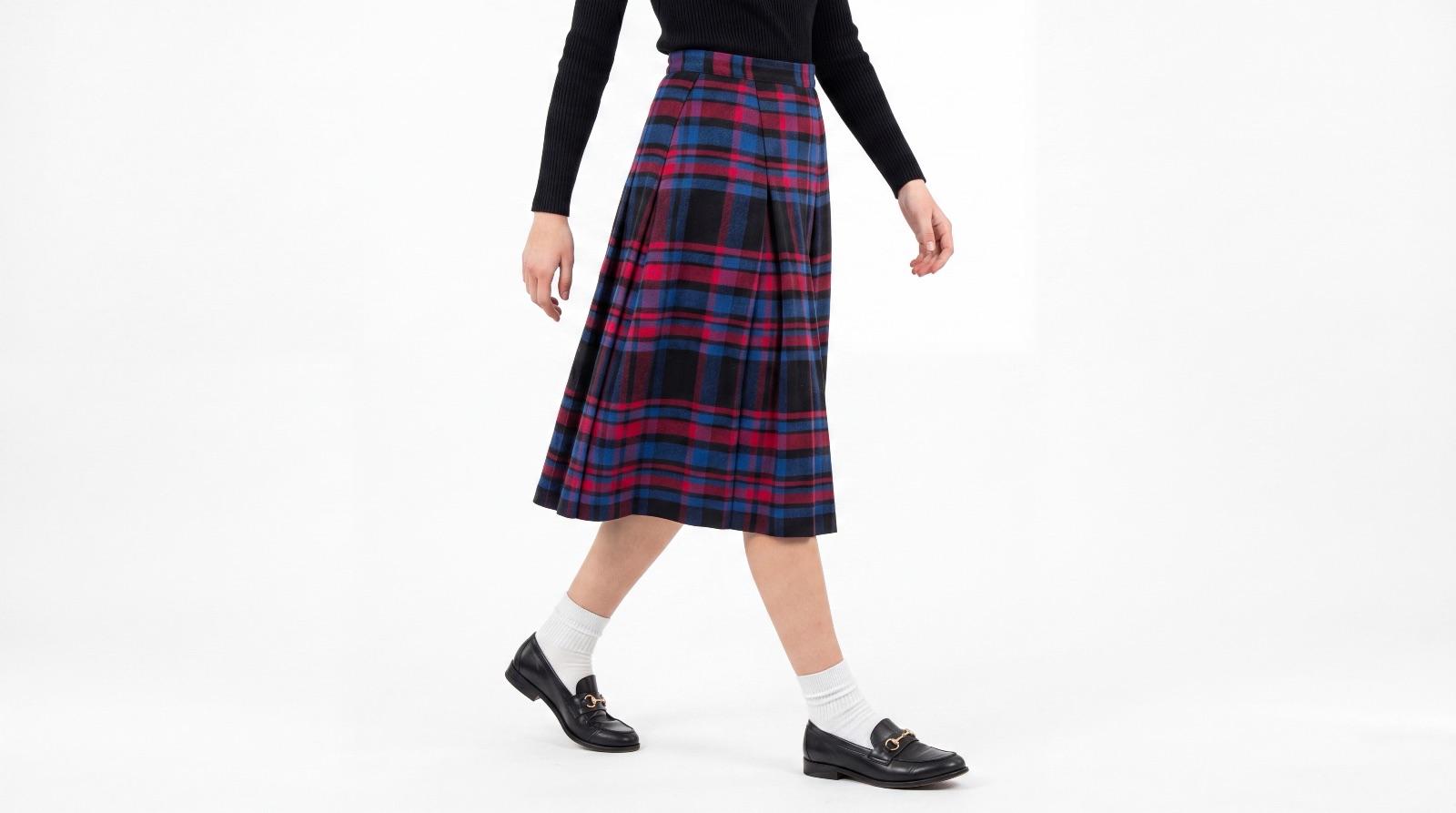 חצאית משבצות בצבעי אדום וכחול Lanvin