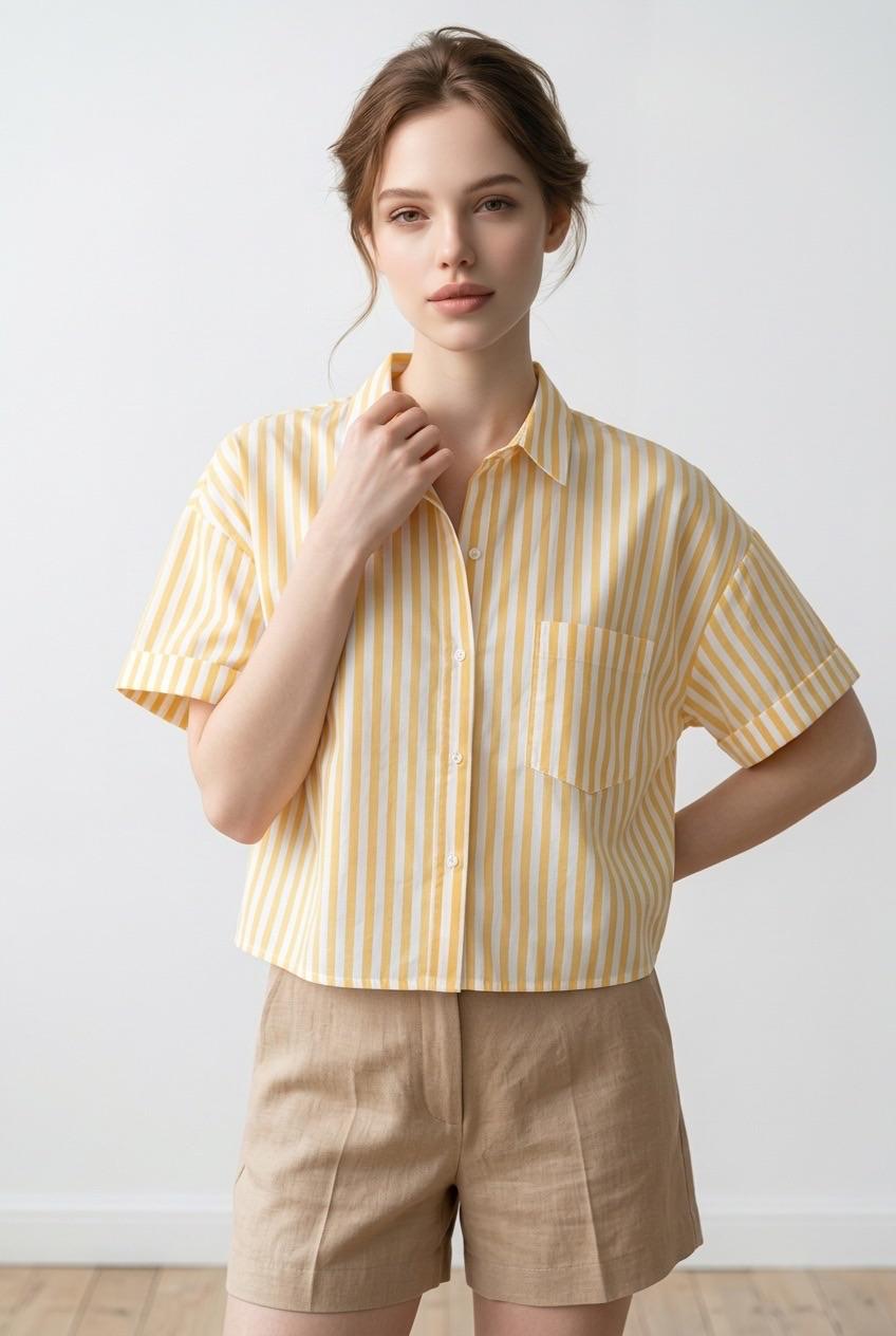 חולצת פסים צהובה לבנה Zara