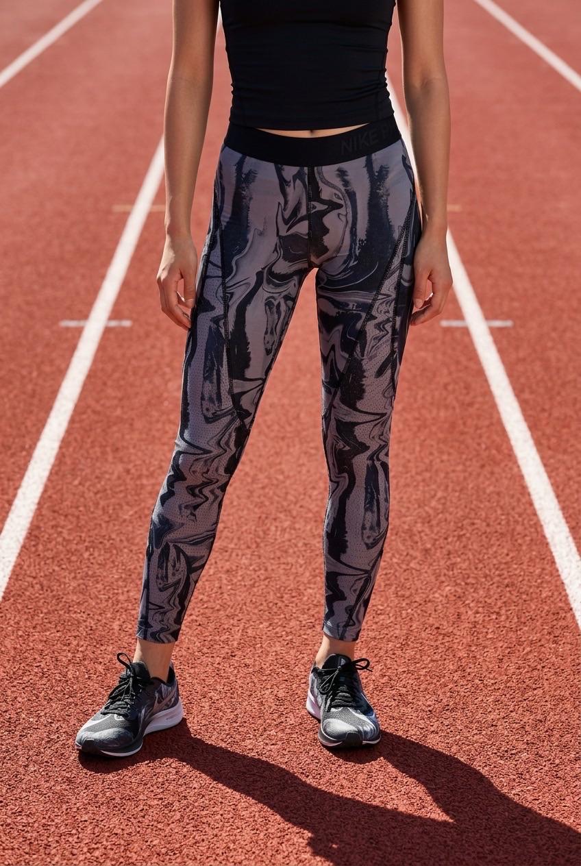 מכנס Nike בהדפס מרבל שחור ואפור