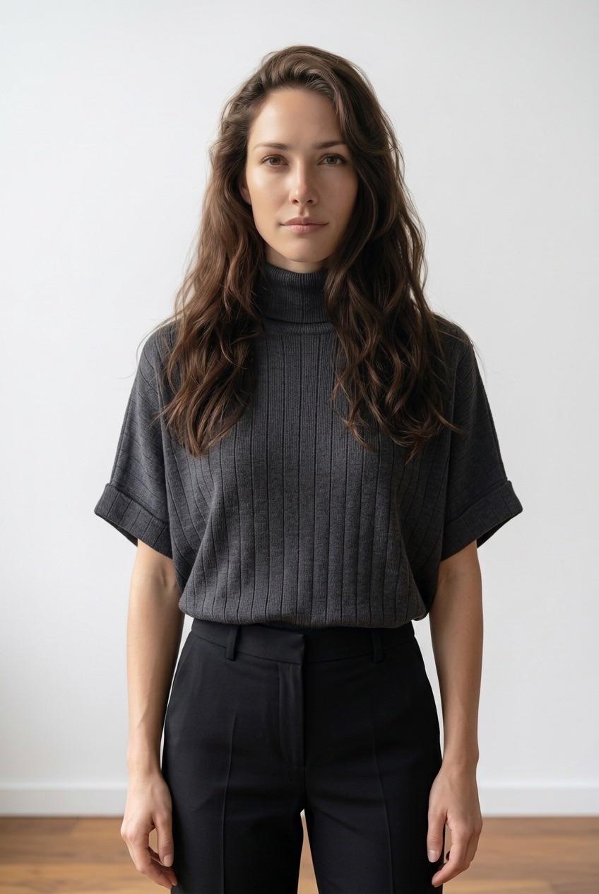 חולצת טרטלנק אפורה Zara Basic